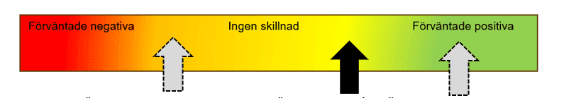 Illustration av femskalig bedömning från förväntade negativa till förväntade positiva. 