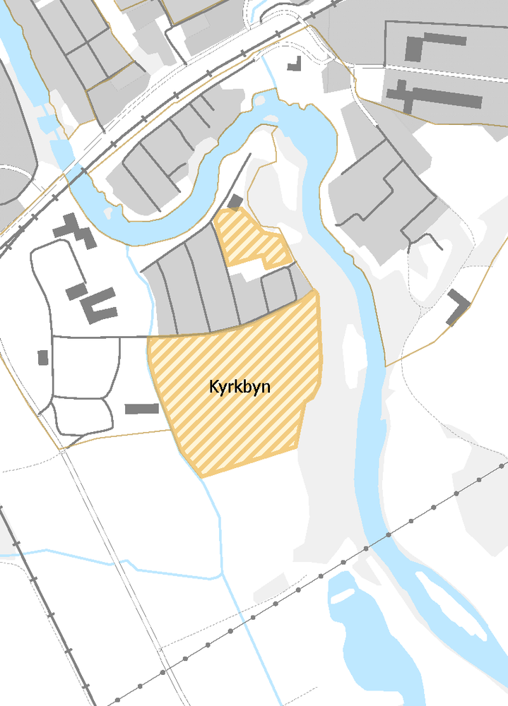 Kartan visar avgränsningen för utvecklingsområdet. 